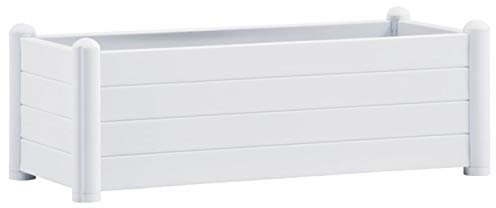 Keketa Cama elevada de jardín, Jardineras Grandes de exterior, macetas rectangulares de exterior, jardinera de madera de polipropileno, color blanco, 100 x 43 x 35 cm