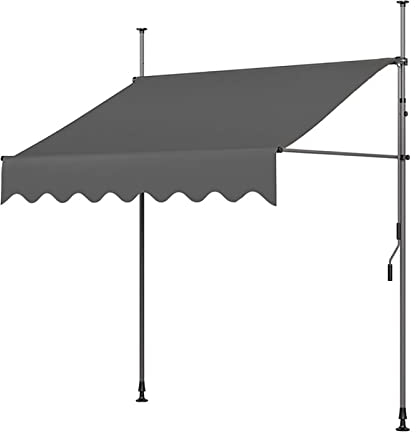 Manuell Einziehbare Markise, Balkonmarkise mit Handkurbel, Gelenkarmmarkise, Manuell Einziehbare Terrassenmarkise für Den Außenbereich, Höhenverstellbar, UV- und Wasserbeständig ( Color : Grigio , Siz