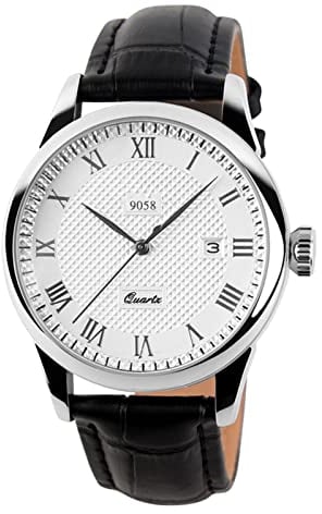 Forrader Herren-Armbanduhr, analoge Quarzuhr, Lederband, römische Ziffern, wasserdicht, modisch, Business, Freizeit, Armbanduhr für Herren, Gold/Gold
