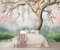 Fototapete 3D Effekt Handgemalte Stil Blume Vogel Baum Tapeten 3D Effekt Vliestapete Wohnzimmer Schlafzimmer Wandbilder Wanddeko
