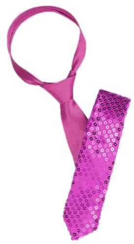 sourcing map Cravate à paillettes pour homme - Cravate fine brillante - Pour costume de fête disco, fuchsia, taille unique