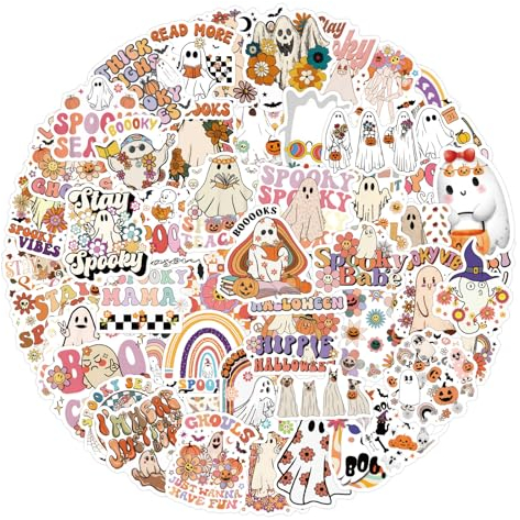Bric Dodo 100 Stück Halloween Cartoon Aufkleber Auto Laptop Telefon Gitarre Skateboard Motorrad Fahrrad Halloween Stickers Set Vinyl Wasserdicht Aesthetic Aufkleber für Jugendliche Kinder Erwachsene