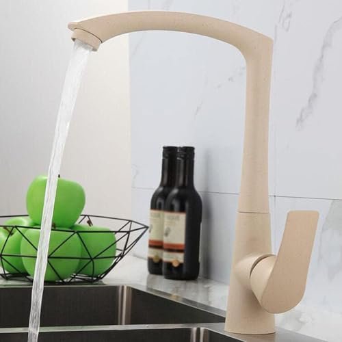 JQFDD Rubinetto per Cucina Girevole Acqua Calda e Fredda Ottone Foro Singolo Impugnatura Singola Miscelatore Cucina-Avena