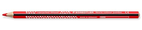 STAEDTLER Buntstifte Noris colour jumbo, ergonomische Dreikantform, bruchsichere und weiche Mine, Made from Upcycled Wood, intensiver Farbabstrich, 12 rote Buntstifte im Kartonetui, 188-2