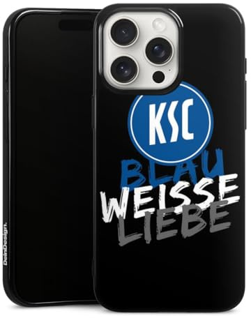 Silikon Hülle kompatibel mit Apple iPhone 15 Pro Max Case schwarz Handyhülle KSC Karlsruher SC Offizielles Lizenzprodukt