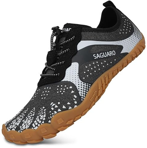 SAGUARO Chaussure de Barefoot Homme Shoes de Pieds Nus Femme Noir Et Blanc 44