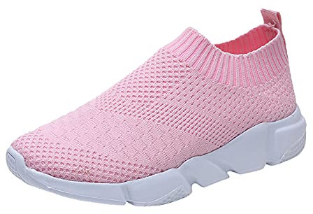 Zapatos blancos de las señoras Lazy Weave Pajarita Solo Verano Mujeres Calcetines Estilo Deportivo Zapatos Mujer Gadget Zapatos Damas, Rosa., 39 EU