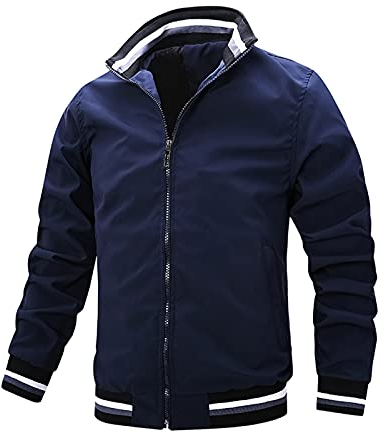 Fliegerjacken Herren: 3Xl Stehkragen Retro Grosse Grössen Übergangsjacke Frühlingsjacke Leicht Casual Dünn Baumwolle Herren-Jacken Sweatjacke mit Reissverschluss Frühling Baseball Jacke Bomberjacke