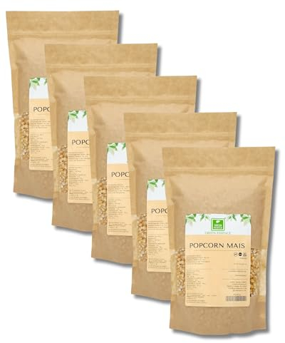 Popcornmais 5 Kg von der Grünen Essenz - Popcorn ungesüsst und ungesalzen - köstlicher Mais-Snack - Kinopopcorn für die Popcornmaschinen - Maiskörner für Popcorn (5 Kg)