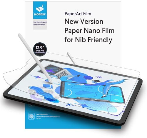 MOBDIK 2 Pack Papier Schutzfolie Kompatibel mit iPad Pro 12.9 (2022/2021/2020/2018, 6./5./4./3.Generation), Entspiegelte, matte Folie zum Schreiben, kompatibel mit Apple Pencil