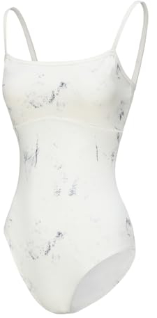 ModLatBal Damen Camisole Gymnastikanzug mit verstellbaren Trägern für Ballett Tanztrikot, White Geography/White Line, M