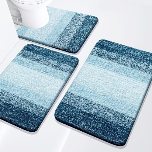 Arotive Badezimmerteppich-Set, Mikrofaser, U-förmig, 3-teilig, 61 x 40 + 76 x 50 cm + 61 x 50 cm