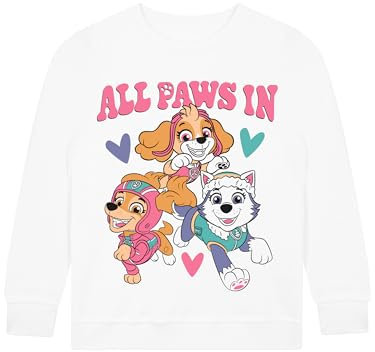 Paw Patrol Sweatshirt Vetement Pat Patrouille Fille | Pull Skye, Everest Et Liberty | Blanc 5-6 Ans