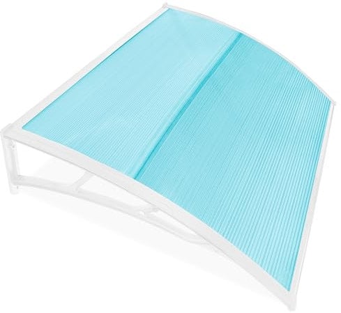 Canopy Outdoor Waterproof Door Canopies Awning Window Garden Patio Porch Canopy Rain Shelter Cover Polycarbonate Roofing Sheet UV Snow Sunlight Protection 100 x 80cm Blue