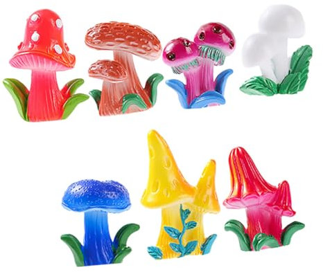 TINEASUR 7 Stück Sukkulenten Topfpflanzen Mini Zierpilze Für Außendekoration Simulationspilz Kleine Dekoration Mini Ornamente