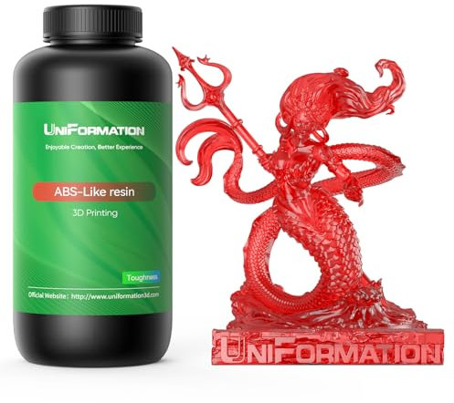 UNIFORMATION ABS-hnliches Harz hart robust 3D-Druckerharz Photopolymer UV-hrtende 3D-Harzflüssigkeit mit hoher Przision geeignet für SLA/LCD/DLP-Druck funktionaler mechanischer Druck klar rot 1 kg