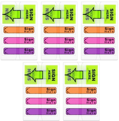 500 Stück Pfeil Tabs, Hier Unterschreiben Aufkleber Seitenmarker Selbstklebende Sticky Notes Sign Here Haftnotizenmit Spenderpfeil für Schulen Büros Wohnungen Notizbücher