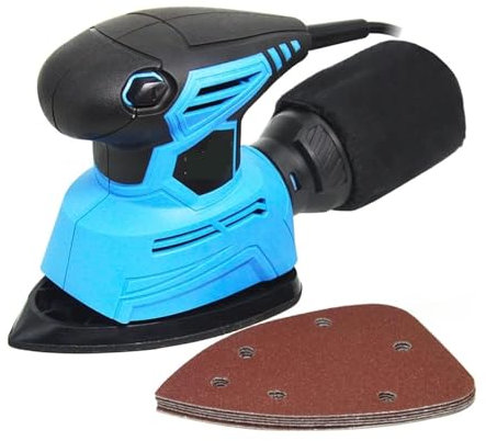 Fresadora de madera Lijadora de palma eléctrica de 130 W, lijadora de detalles, herramientas de carpintería for madera con bolsa de recolección de polvo y amp;5 papeles de lija Corte estable y preciso
