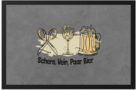Hey!Print Schere Wein Paar Bier Fußmatte Feierabend Wein Bier Prost Flasche Stein Papier Bierchen Alkohol Party Feier
