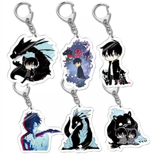 6 Pcs Solo Levelings Schlüsselanhänger Anime Figur Cosplay Zubehör Solo Levelings Acryl Anhänger Set Solo Levelings Deko