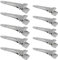 WeddHuis Becchi D'oca per Capelli, 10 pezzi Clip per Parrucchiere, Metallo Clip di Sezionamento, Becco D'anatra in Metallo, Fermagli per capelli arricciati (5,5/4,5 cm) (Argento)