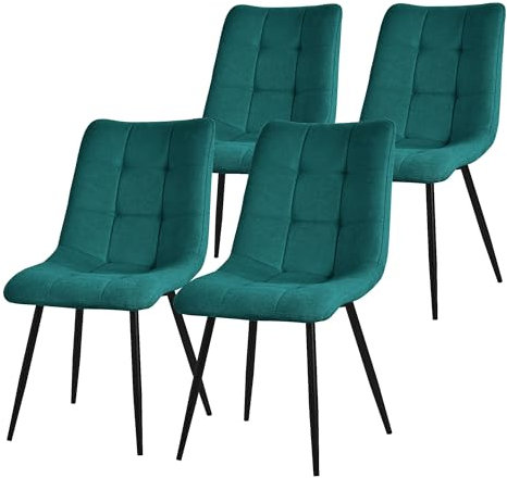 ML-Design Esszimmerstühle 4er Set Petrol, Wohnzimmerstühle mit Stoffbezug & schwarzen Metallbeinen, Küchenstühle mit Rückenlehne, Polsterstühle für Esszimmer Wohnzimmer Küche Büro, Gepolsterte Sessel