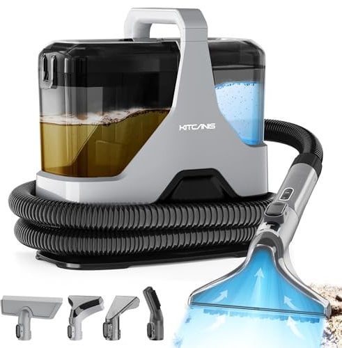 Kitcanis Nasssauger Polsterreiniger Waschsauger Gerät - 600W 78dB Teppichreiniger Gerät mit 4 Düse Fleckenbürste für Teppich, Sofa, Vorleger, Polster, Treppen, Auto, Tierhaare