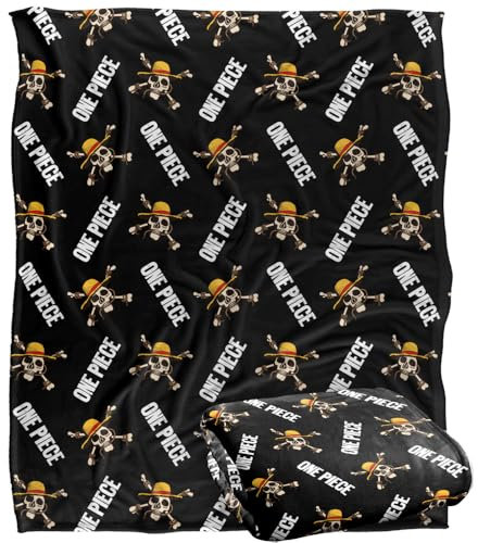 One PieceEinteilige, Optimalweiche Kuscheldecke mit Jolly-Roger-Muster, Silky Touch, 152 x 127 cm