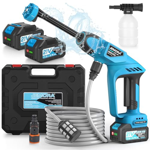 Cordless Pressure Washer, Portable Car Washer with 2 Batteries, 6 in 1 Portable Cordless Pressure Washers with 5M Hose for Car/Floor/Garden Cleaning & Watering (Black)