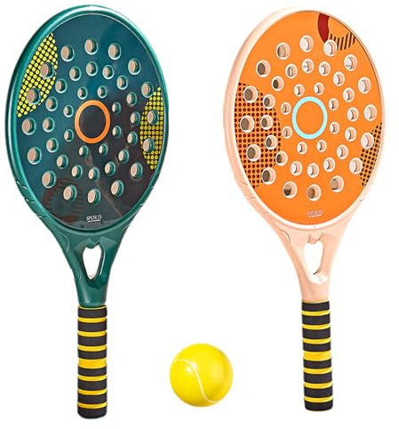 Juego de Raquetas de Tenis de Playa, Impermeables, con ventilación, de 46 x 22 cm y Mango Antideslizante, con Pelota elástica para Playa.