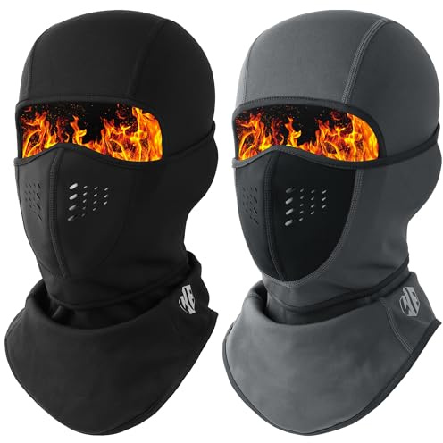 WTACTFUL Sturmhaube Balaclava Skimaske mit Verschiebbarem Gesichtsteil – Atmungsaktiv, Winddichte & Warme für Motorrad, Ski & Winter, Unisex 2 Stück Schwarz/Grau