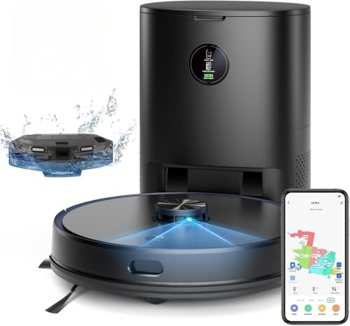 Aspirapolvere robot con mocio, aspirazione 3500Pa, stazione di svuotamento automatico, compatibile con Alexa, navigazione Lidar, controllo app intelligente, ideale per peli di animali domestici e