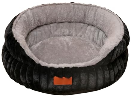 Mateju Hundebett Flauschig Donut, Runden Plüsch Haustierbett Katzenbett Flauschig Weiche Warme Hundekissen mit rutschfest Unterseite Katzenkissen für Mittelgroße Kleine (Schwarz,40cm)