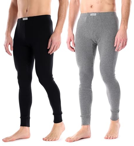 Ladeheid Termo Lange Unterhosen Herren warm und bequem aus Baumwolle Thermounterhose Knöchellänge für kalte Tage Winter Herren Unterwäsche LA40-247 (Schwarz/Melange, M)
