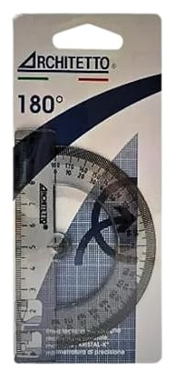 Goniometro 180° 10 cm Trasparente – Goniometro Semicircolare con Scala Graduata per Disegno Tecnico, Architetti, Geometri e Studenti