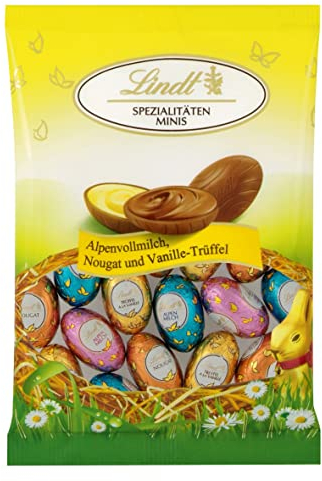 Lindt Schokoladen Spezialitäten Minis Mischung | 3 x 100 g | Mini Eier in den Sorten Alpenvollmilch, Vanille-Trüffel und Nougat | Oster Schokolade | Schokoladengeschenk | Ostereier | Schokoeier
