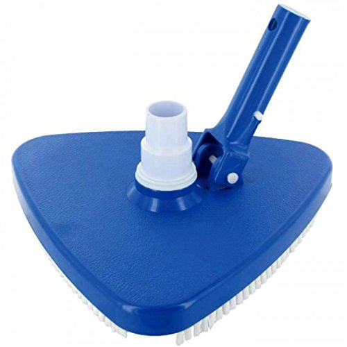 T71 Spazzola Aspirafango Aspiratore Triangolare con Paracolpi Girevoli per Pulizia Fondo Piscina, Blu, Plastica, Floating and Telescopic Pole, Pulitore Piscina, Aspiratore