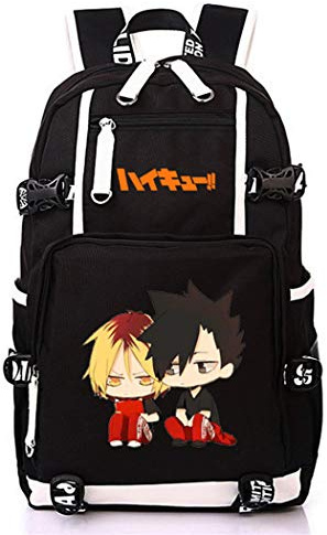 WANHONGYUE Haikyuu Anime Backpack Schüler Schultasche Laptop Rucksäcke Freizeittasche Daypack Schwarz-3