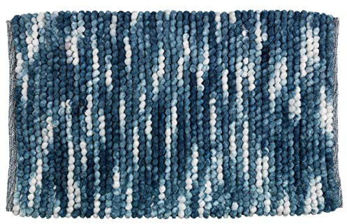 WENKO Badteppich Urdu Mod. Blau, Badematte im Melange-Effekt, schwere Qualität, absolut fusselfrei, hohe Feuchtigkeitsaufnahme, schnelltrocknend, waschbar, rutschhemmend, 60 x 90 cm