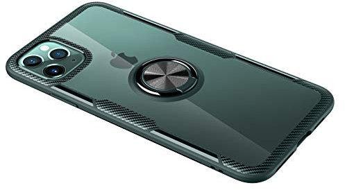 SORAKA Clear Case for iPhone 11 Pro with 360 degree rotation Ring Holder Slim Fit Case Transparent acrylic Cover Silicone Bumper,with Metal Plate for Magnetic Car Phone Holder