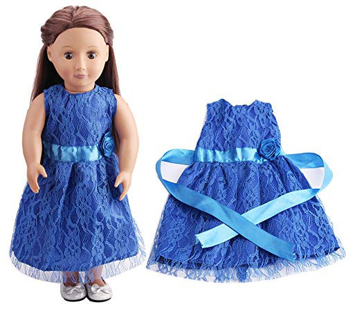 Uteruik Puppenkleid mit langem Gürtel für 46 cm American Girl Puppe, lässiges Outfit, Kostüm-Zubehör, 1 Stück (#A)