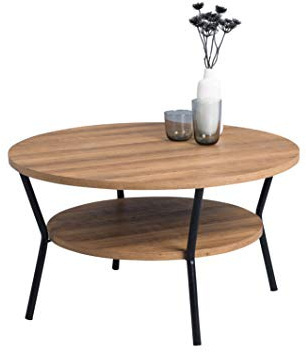 M2 Kollektion Aurora - runder Couchtisch Ø 80 cm, Höhe 45cm | Eiche-Optik
