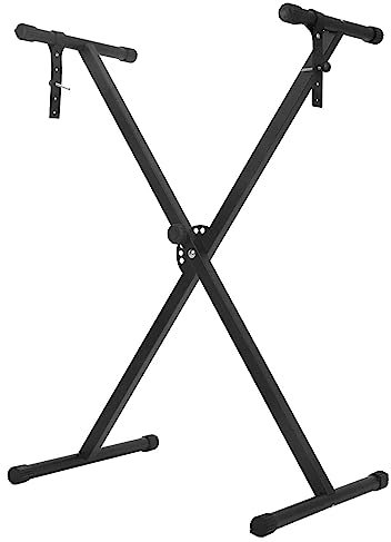 Shoze Keyboard Stand with Locking Strap - 33-97cm Adjustable X Frame for Music Piano - Portable Single Braced Electric Piano Stand with 7 Height Positions - Holds up to 20kg