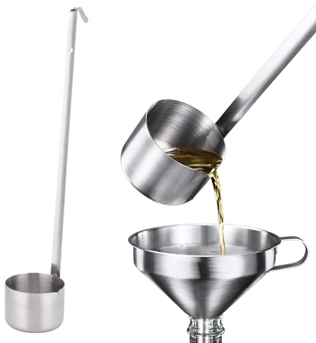Mestolo di vino, cucchiaio di salsa di vino con manico lungo a fondo piatto mestolo per salsa all'aceto di olio utensili da cucina(125ml)