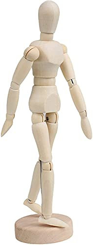 30cm Kleine Puppe Holz Figur Gliederpuppe Männlich Menschlicher Körper - Modell mit Ständer Flexible Manikin Puppe Klein mit Gelenken - Kunstfigur zum Malen und Zeichnen