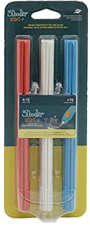 3Doodler Printing Filament Refill x75 Strands, Over 620' of Extruded, Compatible 3D Pen for Kids, Start Plastic Blister Pack (75) - Collection 1