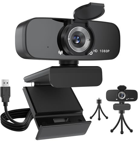 Argmao 1080P HD Webcam with Microphone for Desktop, USB Computer Camera with Web Cam Cover&Web Camera Stand, 110-degree Wide Angle Streaming Webcam for PC Zoom/Video Calling/Gaming/Conferencing