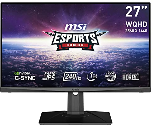 msi Optix MAG274QRX Monitor Gaming 27 WQHD, Pannello Rapid IPS 2560 x 1440, 240 Hz / 1 ms GtG, Compatibile con G-SYNC, DisplayHDR 400 - DP 1.4a, USB Type-C, Nero
