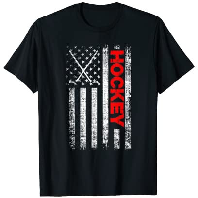 Patriot Amerikanische Flagge Puck Goalie Players Ice Rink Hockey T-Shirt