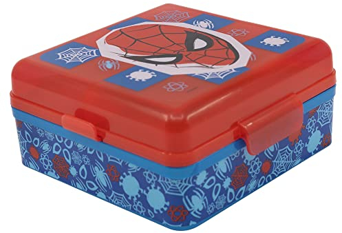 Fiambrera infantil cuadrada para almuerzo con 3 compartimentos de Spider-man